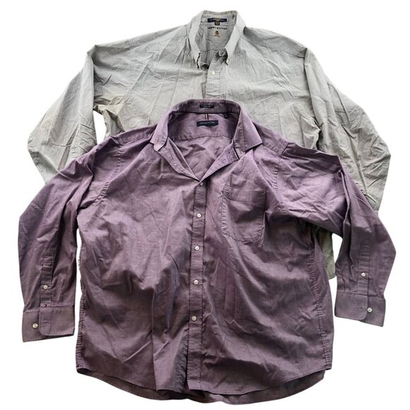 Tommy Hilfiger Mens Dress Shirt Size 2XL 18 Neck Lot Of Two Long Sleeve Bundle - Picture 1 of 16
